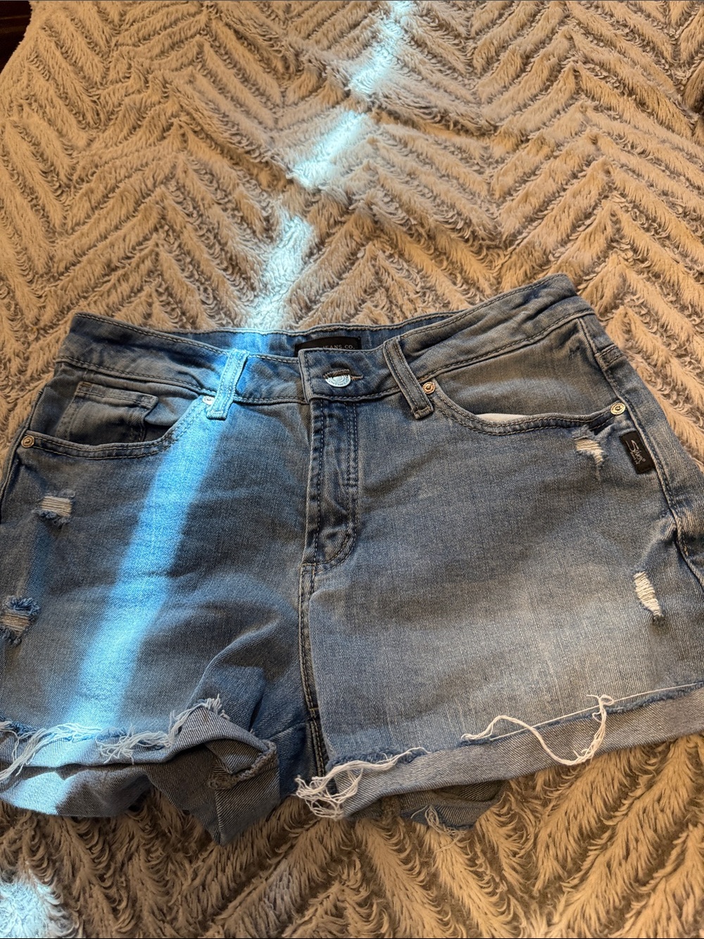 Silver Jeans Distressed Light Blue Denim Cutoff Shorts